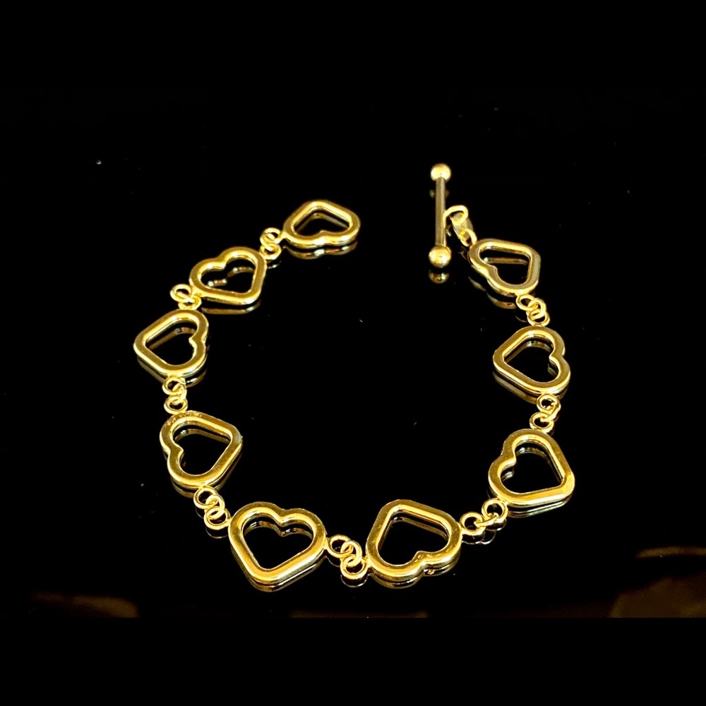 18K GOLD OVER STERLING SILVER MULTI HEART BRACELET